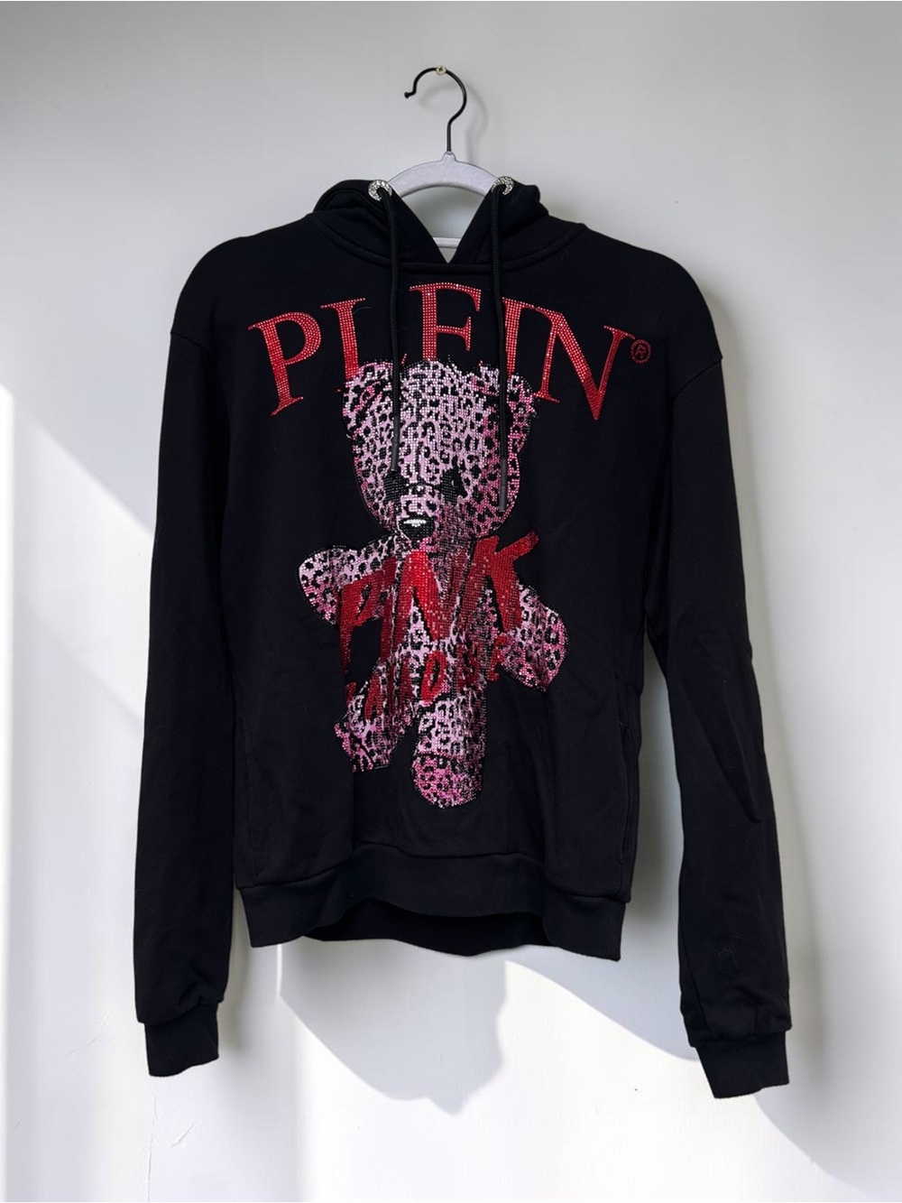 Philipp Plein Pink Paradise Crystal Teddy Bear Hoodie